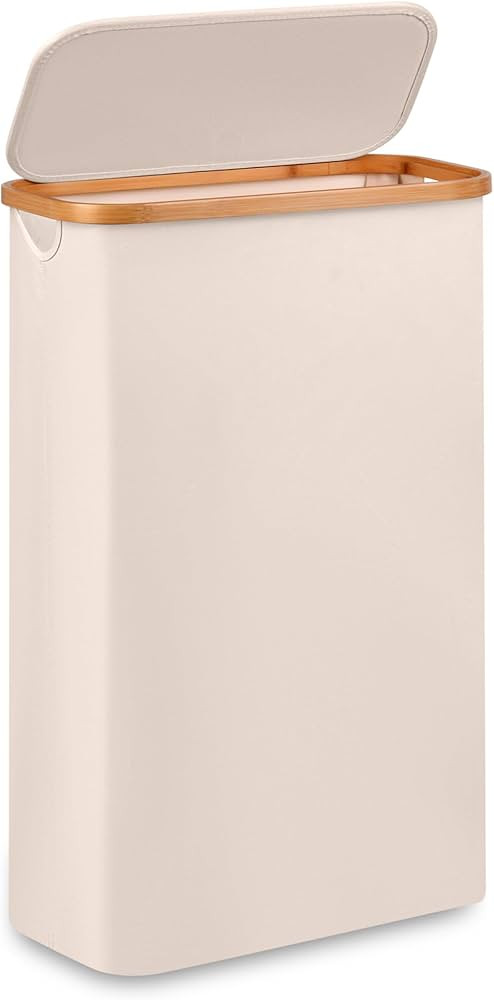 Slim Laundry Basket,Tall laundry Hamper with Lid,60L Hamper for Laundry,Dirty Cloth Hamper with B... | Amazon (US)