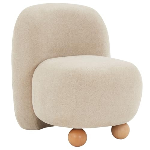SAFAVIEH Couture Collection Kalia Modern Tan Boucle/Natural Bun Foot Accent Chair (Fully Assemble... | Amazon (US)