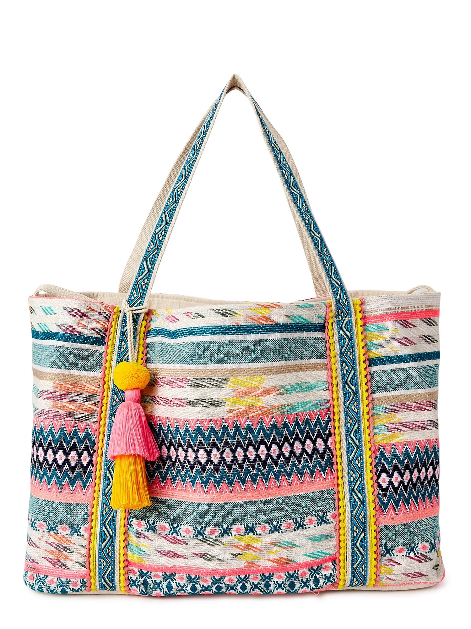No Boundaries Women's Woven Tote Bag Bright Multi | Walmart (US)