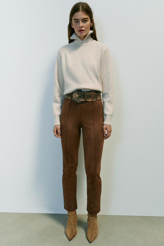 SUEDE-EFFECT BELTED LEGGINGS | Zara US