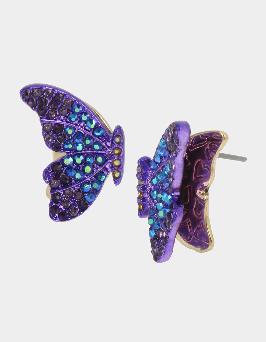 BETSEYS 3D BUTTERFLY STUDS PURPLE | Betsey Johnson