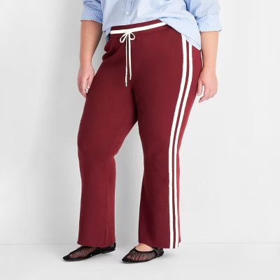 Women's High-Rise Sweater Track Pants - Future Collective Burgundy 1X: Recycled Polyester, Flare ... | Target