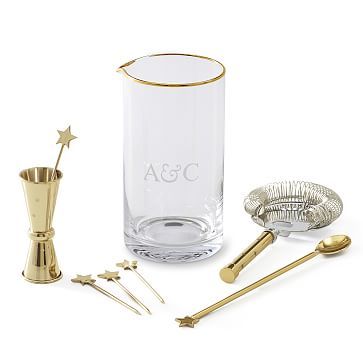 Gold Star Cocktail Bar Tool And Mixing Pitcher Set | Mark and Graham | Mark and Graham