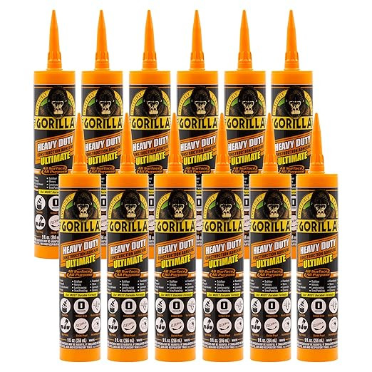 Gorilla Construction Adhesive Ultimate, 9 ounce Cartridge, White (Pack of 12) | Amazon (US)