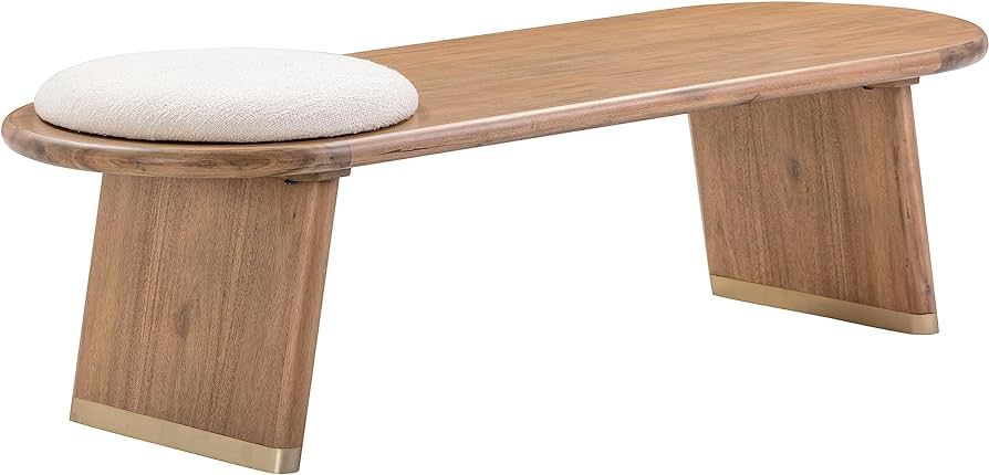 Tov Furniture Samantha Cognac Acacia Bench with Boucle Seat | Amazon (US)