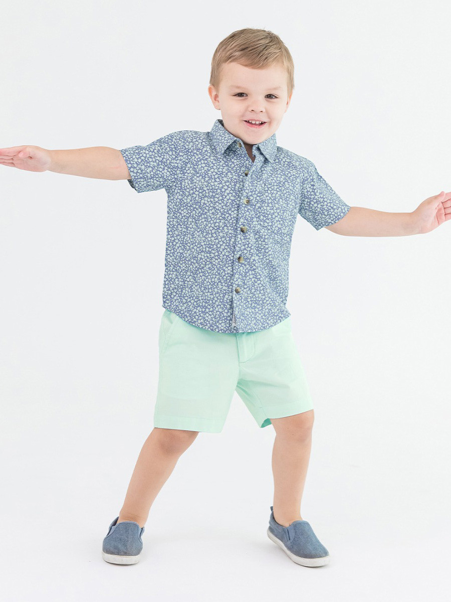 Button Collar Short Sleeve Button Down Shirt | RuffleButts / RuggedButts