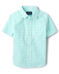 Baby And Toddler Boys Dad And Me Gingham Poplin Button Down Shirt - mellow aqua | The Children's Place