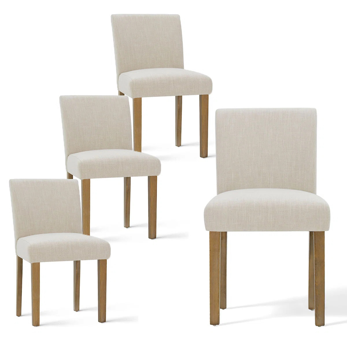 Encline Set of 4 Linen Upholstered 18.5'' Seat Height Solid Wood Dining Chair (Set of 4) | Wayfair North America