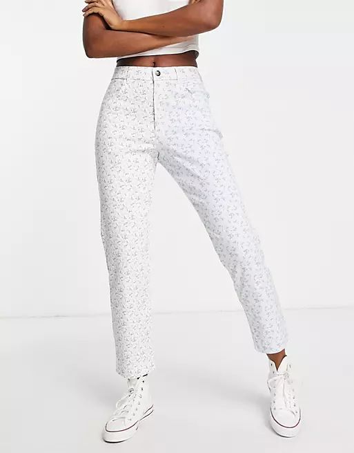 Hollister spliced mom pants in blue floral | ASOS (Global)