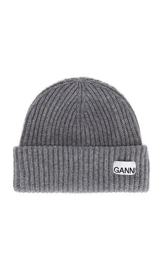 Ganni Structured Rib Beanie in Grey. | Revolve Clothing (Global)