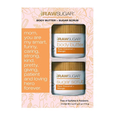 Raw Sugar Coconut & Mango Body Butter & Sugar Scrub Gift Set - 4oz | Target
