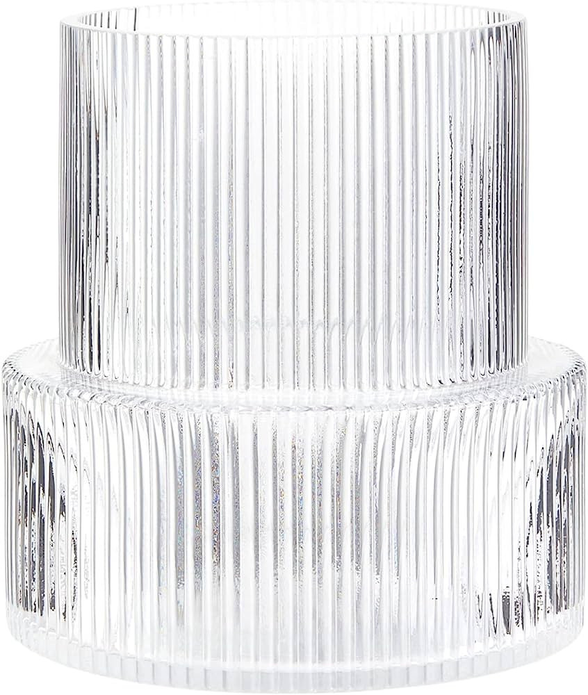 YANWE Clear Glass Vase, Ribbed Vase, Fluted Glass Vase, Flower Vase, Modern Vase for Centerpieces... | Amazon (US)