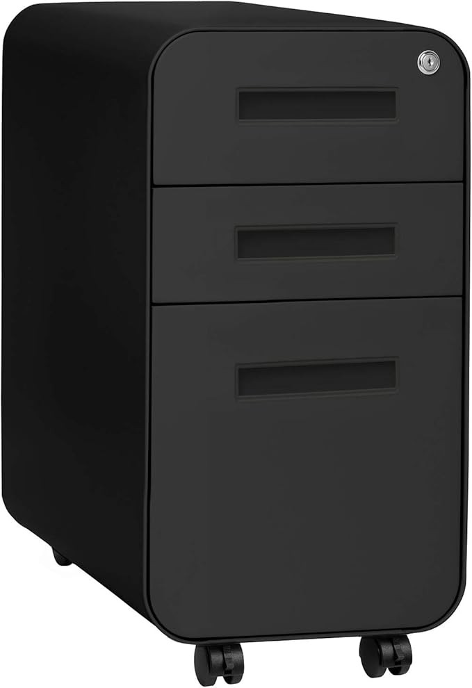Laura Davidson Furniture Stockpile Slim 3-Drawer Mobile File Cabinet with Lock - Under Desk Metal... | Amazon (US)