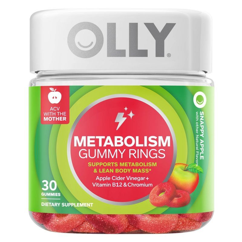 Olly Metabolism Gummy Rings with Apple Cider Vinegar, Vitamin B12 & Chromium - Apple - 30ct | Target