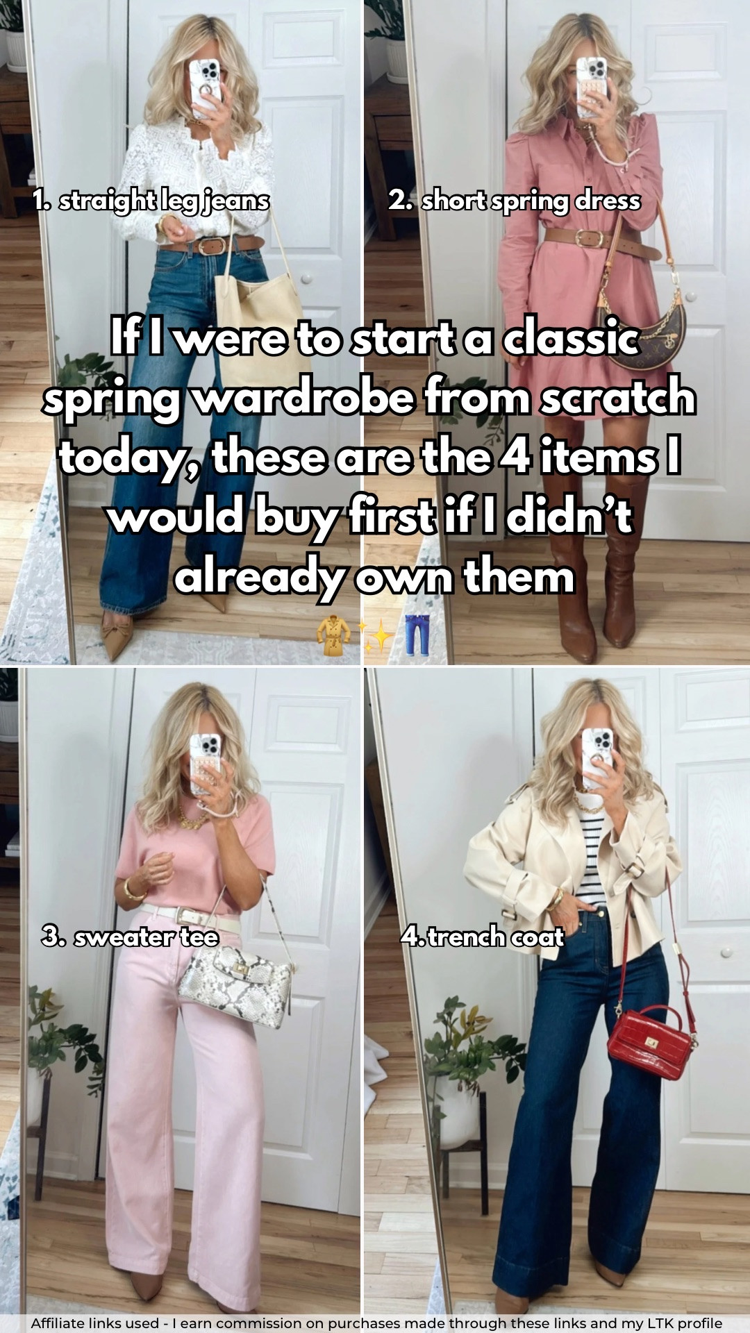 Building a classic spring capsule wardrobe starts with timeless staples you can mix and match all season! These are the first four pieces I’d buy to create effortless spring outfits!🐣🌸🌱