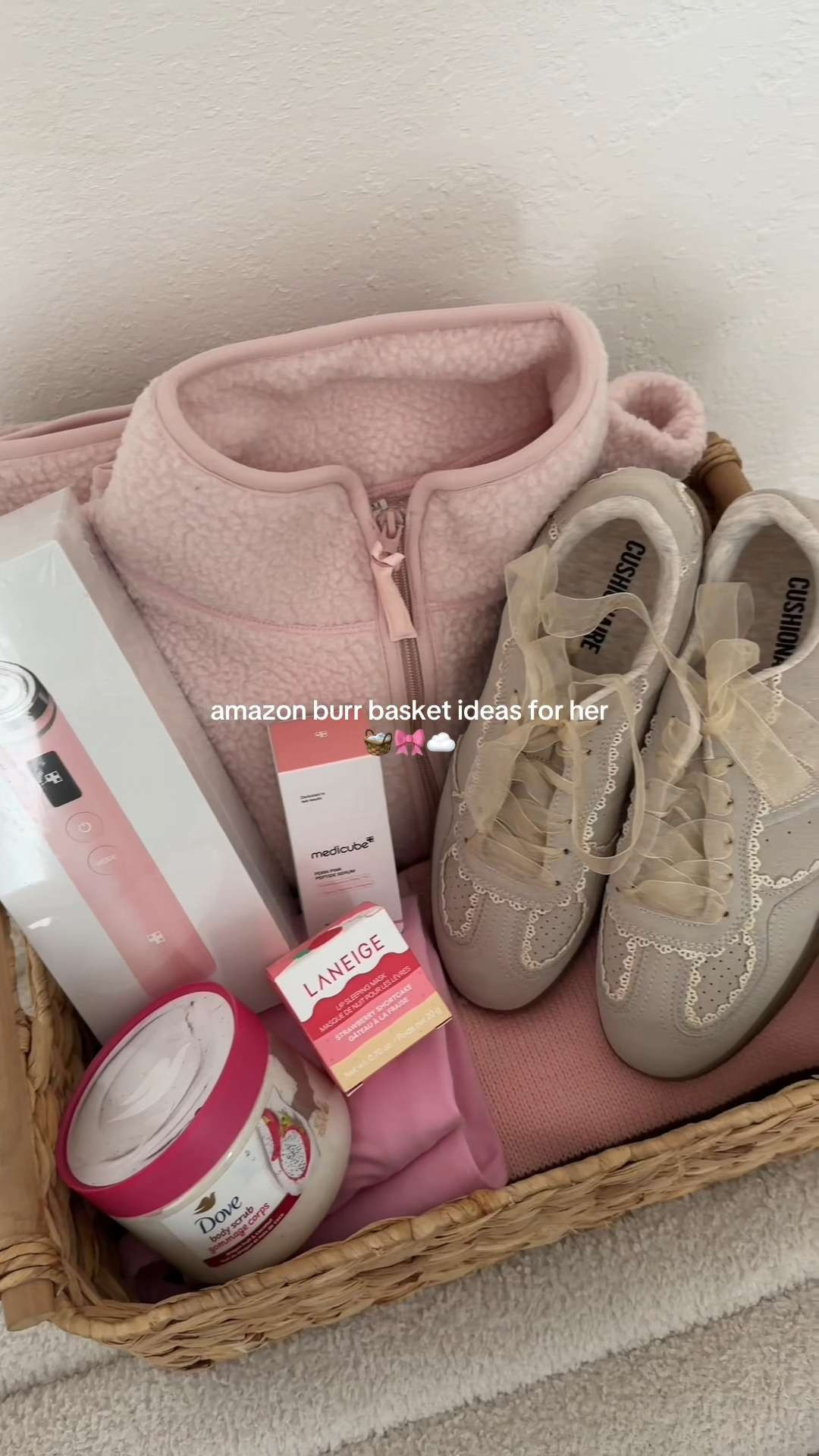 this burr basket is for the girl who loves all things pink, cozy and self care. the fluffiest fleece, prettiest sneakers, skincare favorites and little everyday luxuries that just make life feel sweeter. this is the kind of gift that feels like a warm hug

#amazonburrbasket
#giftideasforher
#cozygifts
#selfcaregift
#winteraesthetic 

 #LTKGiftGuide #LTKHoliday #LTKSeasonal