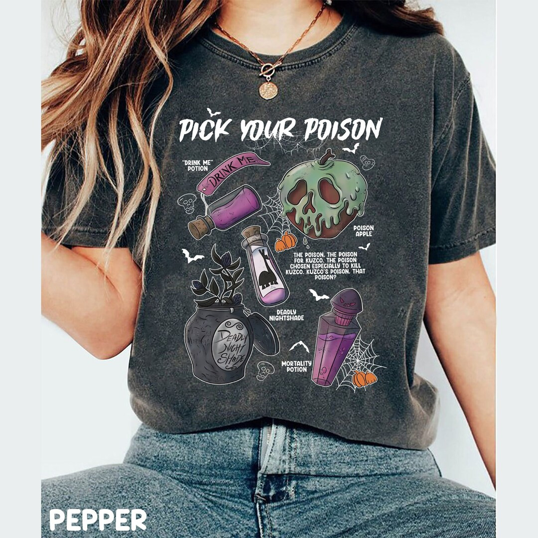 Vintage Retro Pick Your Poison Halloween Comfort Colors Shirt, Retro Disney Villains Poison Hallo... | Etsy (US)