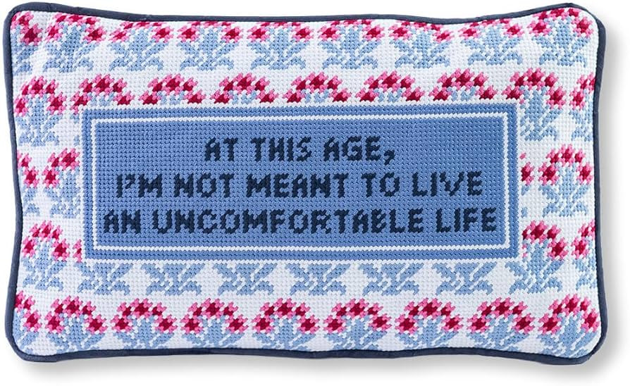 FURBISH Needlepoint Decorative Throw Pillow - Uncomfortable - 9"x15" - Small Embroidered Designer... | Amazon (US)