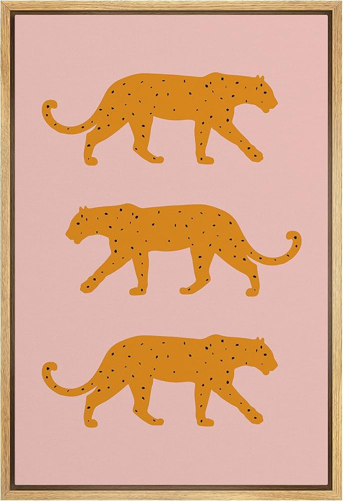 SIGNWIN Framed Canvas Print Wall Art Preppy Room Decor Yellow Silhouette African Jungle Cheetahs ... | Amazon (US)