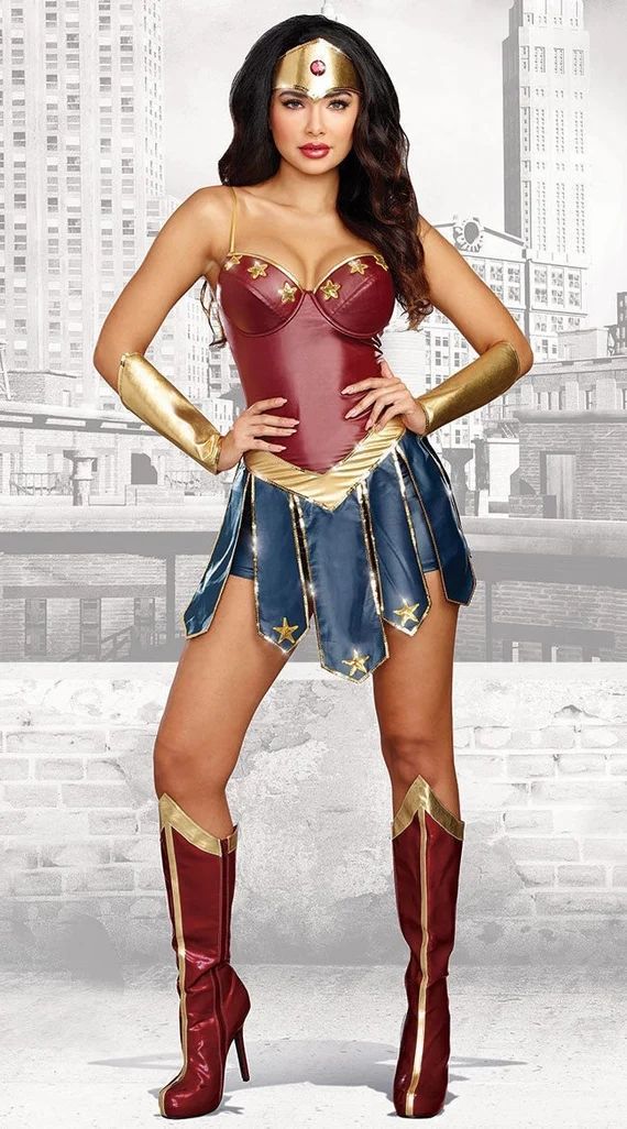 New Halloween Deluxe Justice Wonder Women Costume League - Etsy | Etsy (US)