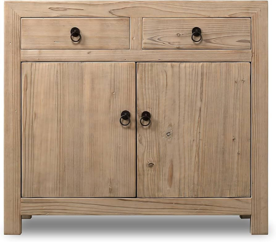 Artissance Two Drawers Weathered Natural Solid Pine Cabinet, Large | Amazon (US)