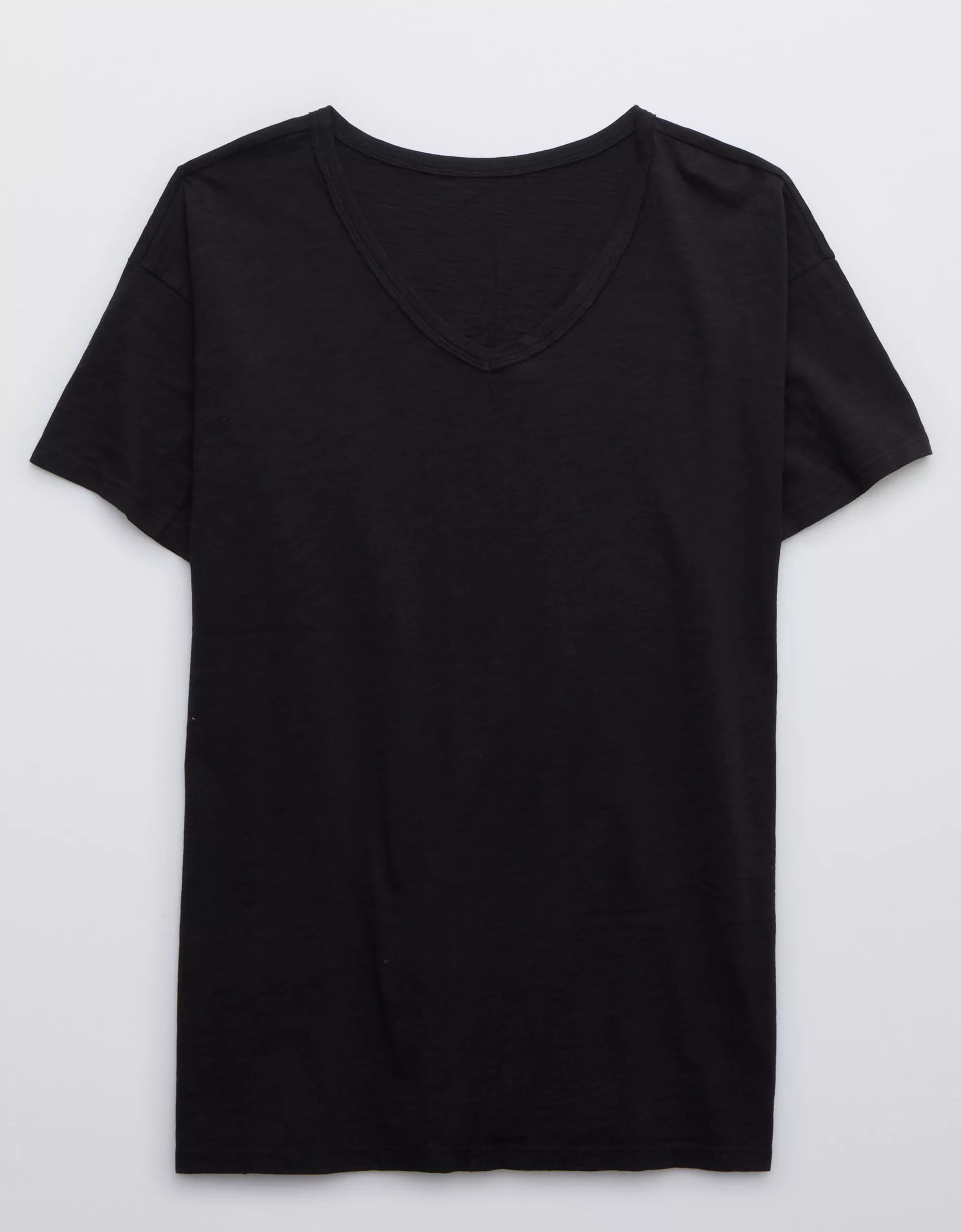 Aerie Distressed Basic V-Neck Boyfriend T-Shirt | American Eagle Outfitters (US & CA)