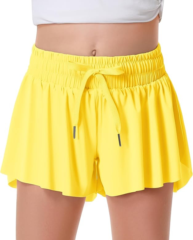 Girls Flowy Shorts Butterfly Shorts for Kids with Pocket 2-in-1 Athletic Shorts Running Shorts fo... | Amazon (US)