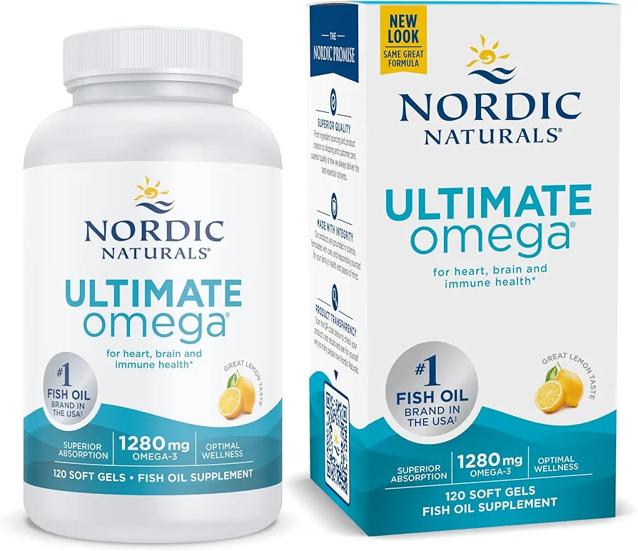Nordic Naturals Ultimate Omega, Lemon Flavor - 120 Soft Gels - 1280 mg Omega-3 - High-Potency Ome... | Amazon (US)