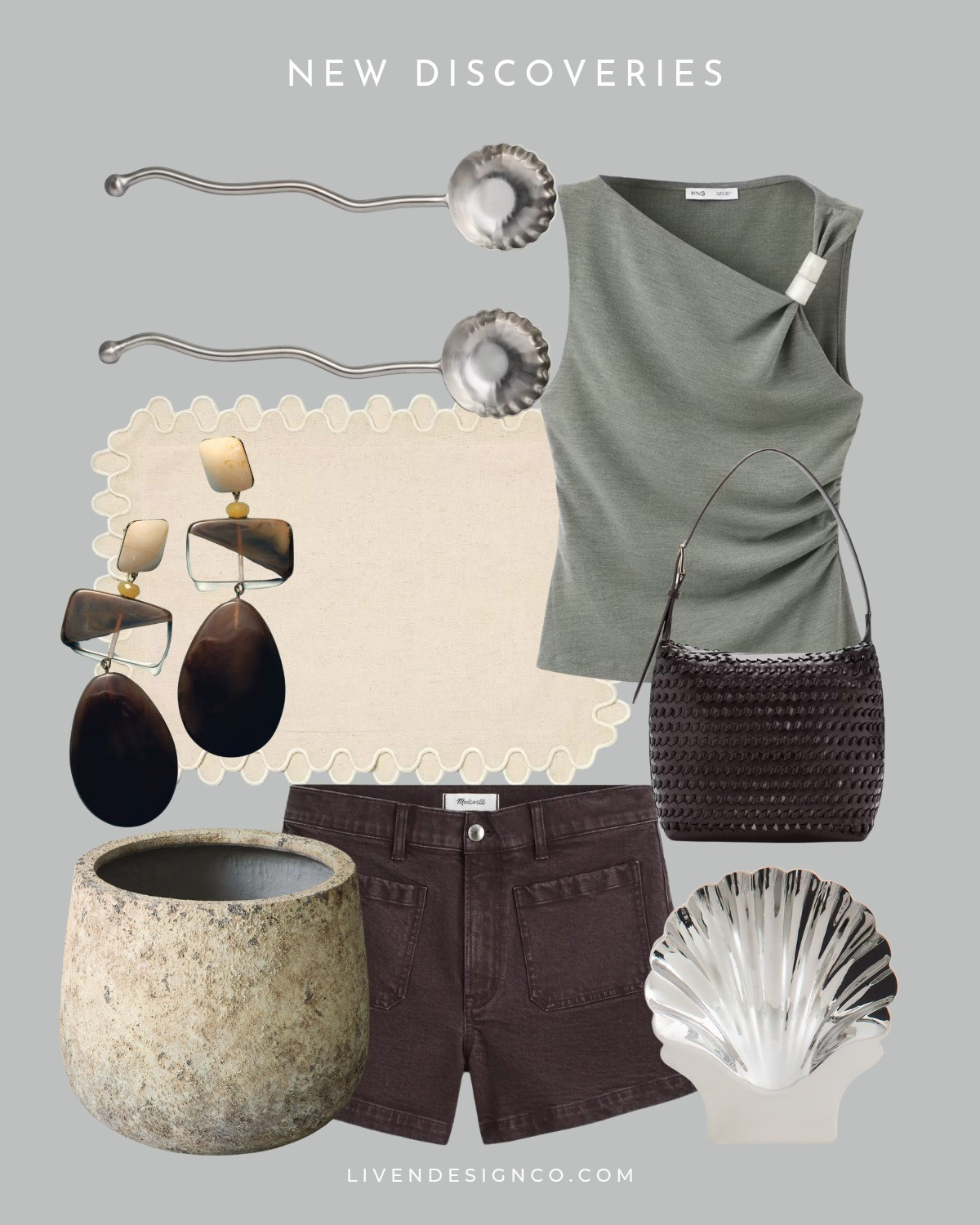 New discoveries. Salad servers. Dining. Home decor. Mango. Statement earrings. Brown denim shorts. Madewell. Shell serving dish. H&M. Planter

#LTKSeasonal #LTKHome #LTKSaleAlert