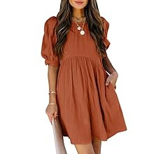 Dokotoo Womens Summer Spring V Neck Ruffle Chiffon Elegant Empire Waist Mini Short Swing Skater D... | Amazon (US)