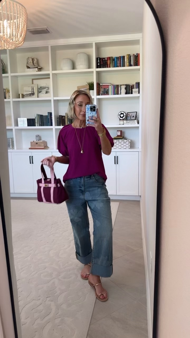 Walmart - fun new arrivals. Floral Wide Leg Jean - size 2 (needed a size smaller & runs big). $34.50. * Textured Top w/ Short Puff Sleeves - size XS. $14.98. 3 colors. Small Canvas Tote Handbag - $30. 3 colors. 

#LTKSeasonal#LTKOver40#LTKPetite