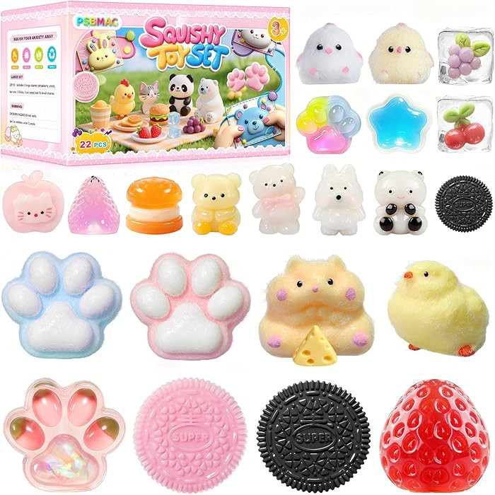 22PCS Squishy Pack, Adorable Squeeze Toys Set ,Fidget Toys Kit for Kids and Adults, Perfect for C... | Amazon (US)