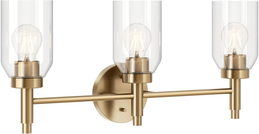 Kichler Madden 3-Light Bathroom Vanity Light Fixture with Clear Glass in Champagne Bronze, Modern... | Amazon (US)