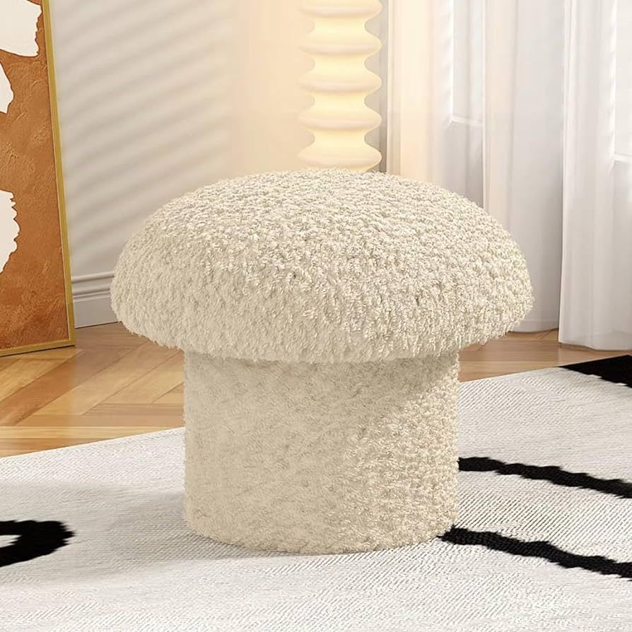 Mushroom stools,VelvetUpholstered Ottoman Pouf,Mushroom Shape Ottoman Foot Stool,Comfortable Seat... | Amazon (US)
