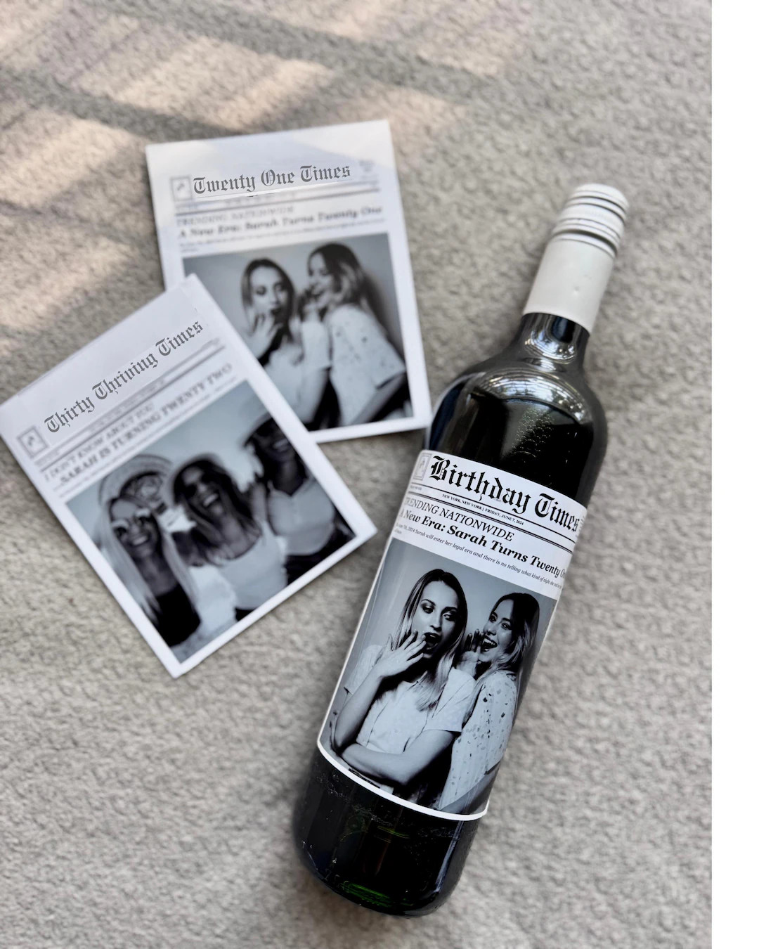 Personalized Newspaper Bottle Label Gift for Wine, Champagne, Mini Shooters, Birthday, Graduation... | Etsy (US)