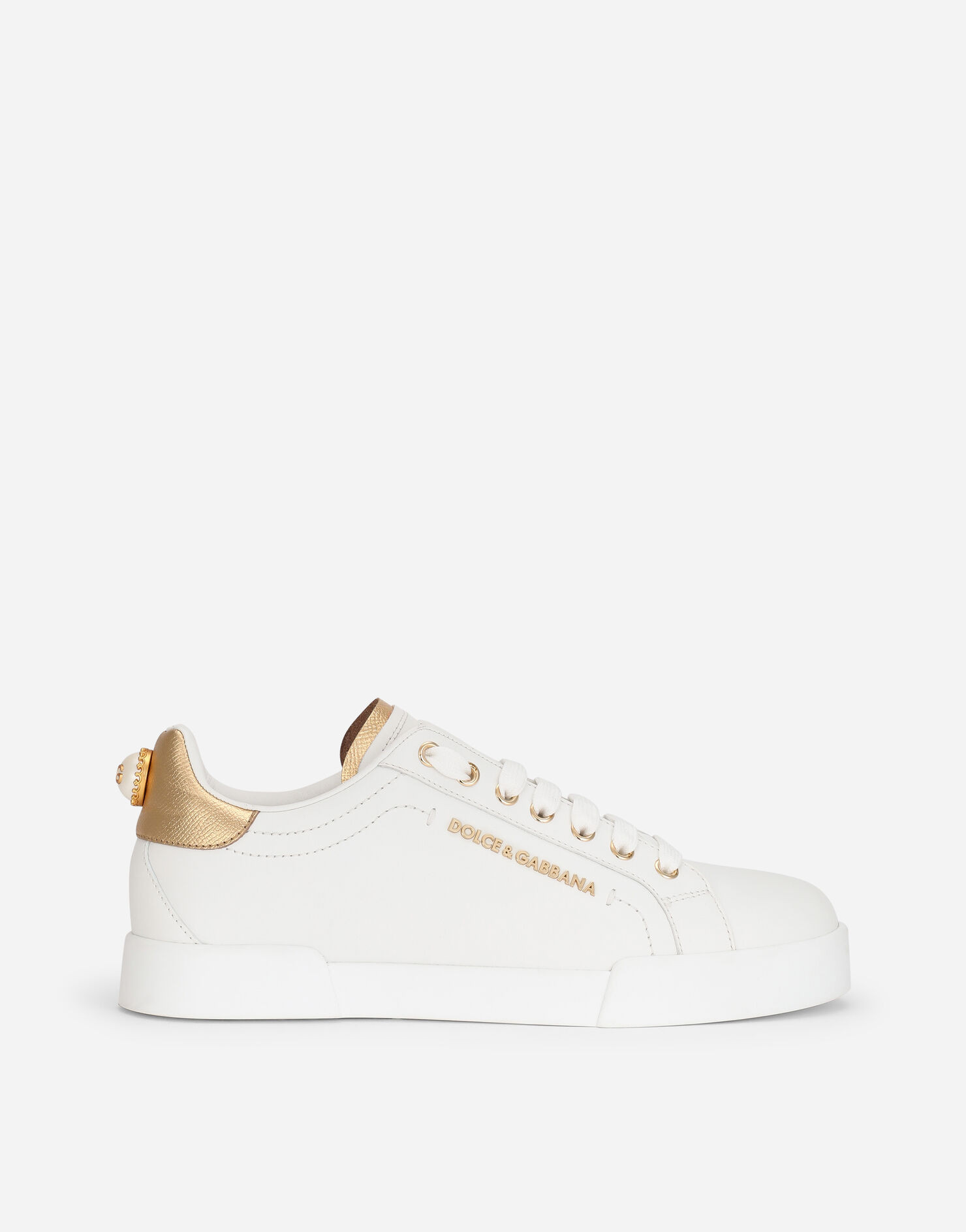 Calfskin nappa Portofino sneakers with lettering | Dolce & Gabbana US