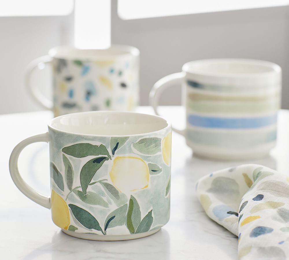 Rebecca Atwood Lemon Stoneware Mugs - Set of 4 | Pottery Barn (US)