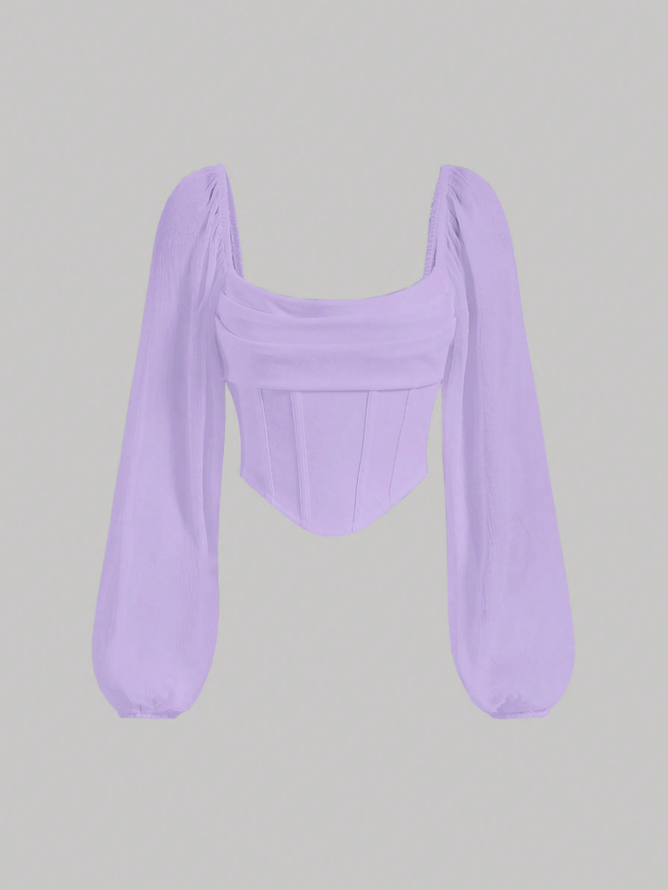 SHEIN MOD Lantern Sleeve Ruched Bust Crop Top | SHEIN