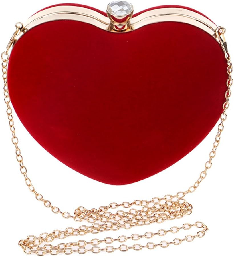 Reberomantic Heart Shaped Evening Purse Velvet Clutch Purse Solid Evening Bag | Amazon (US)