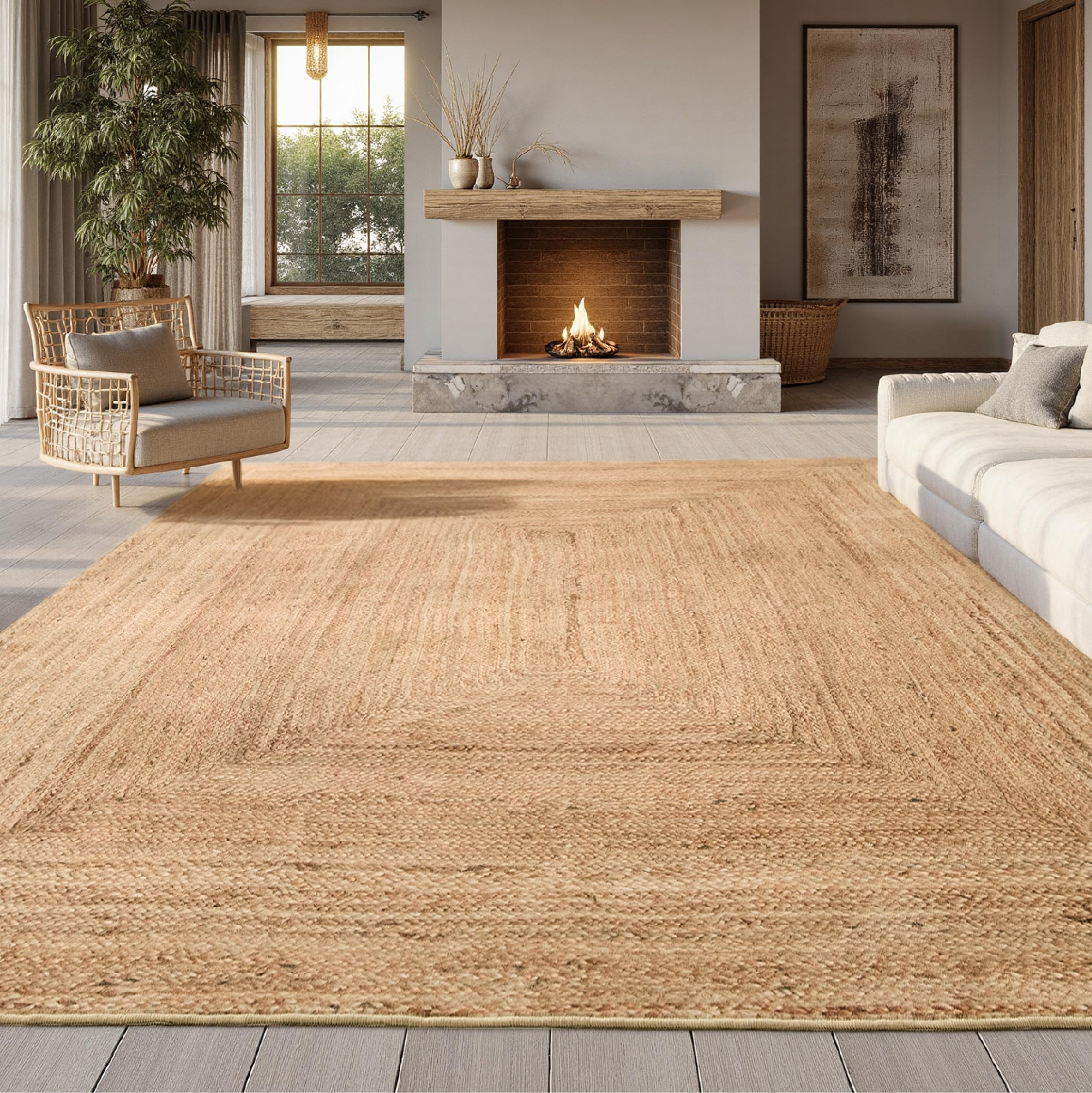 Bedsure 5x7 Printed Jute-Look Rug for Living Room, Machine Washable Rugs, Jute-Look Rug, Non-Slip... | Amazon (US)