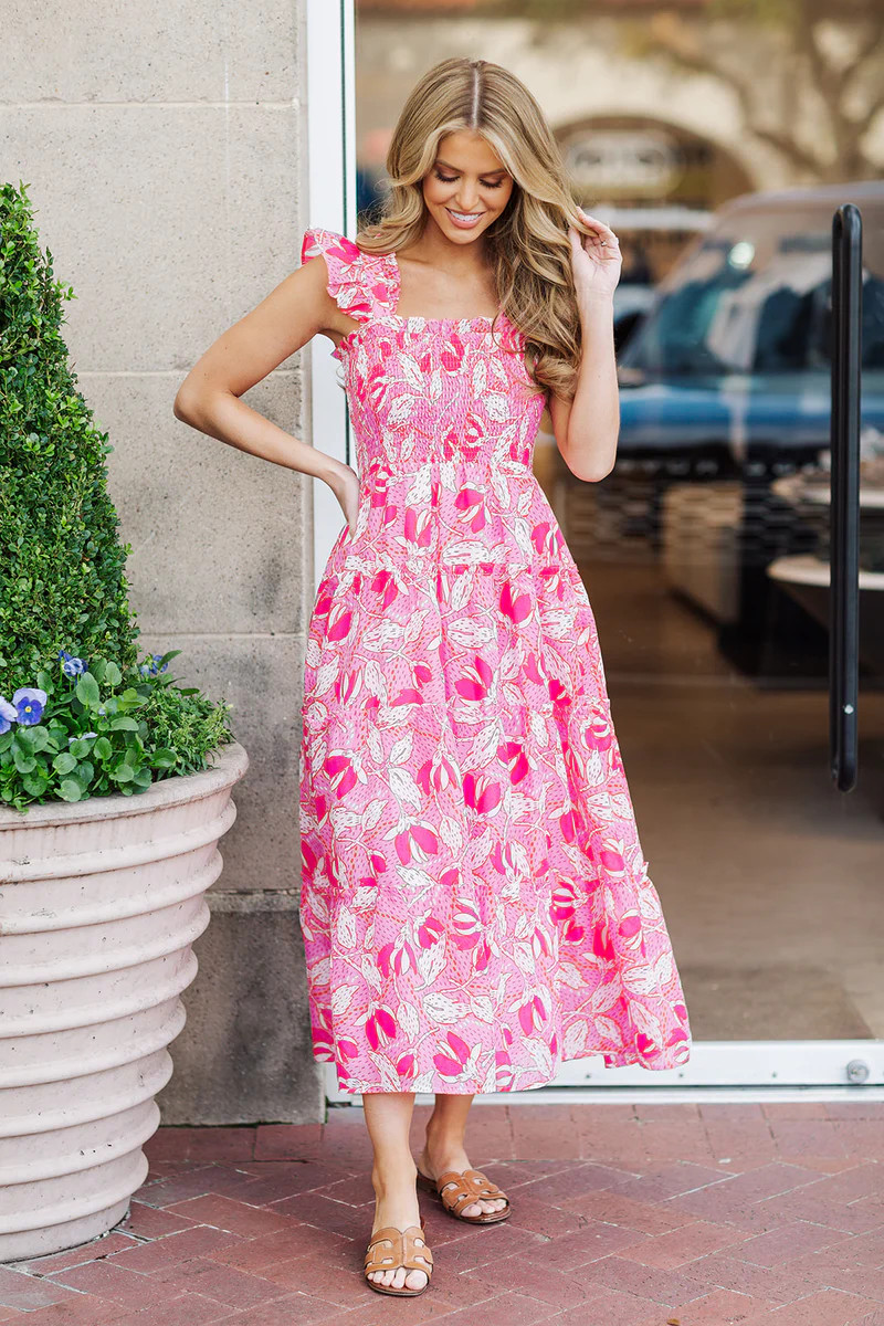 The Kailey Ruffle Strap Midi Dress | J.Marie