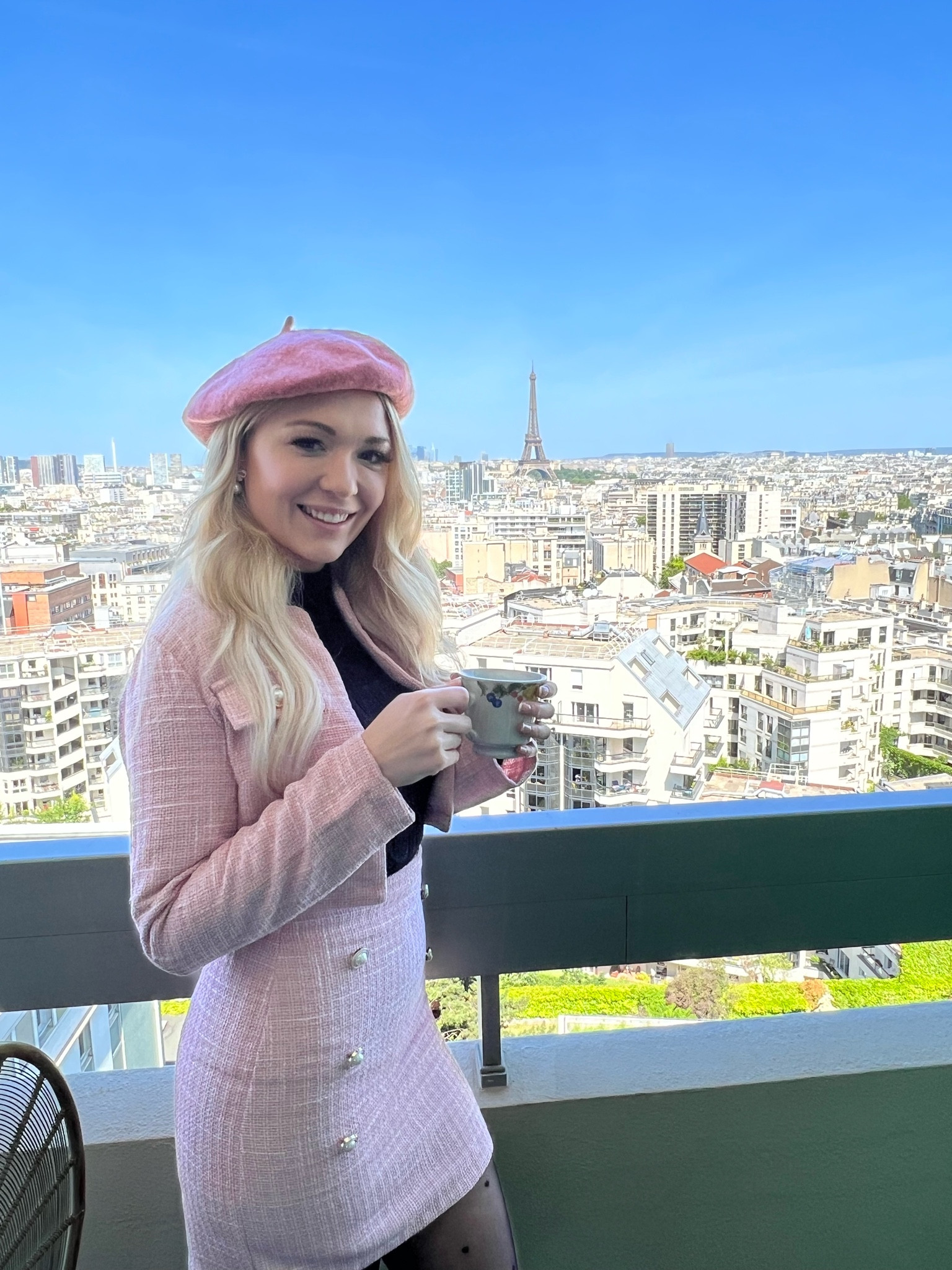 Parisian Pink 🎀 The cutest matching #plazacore set in pink complete with polka dot tights and beret for that Parisian look 

#LTKeurope #LTKunder50 #LTKstyletip