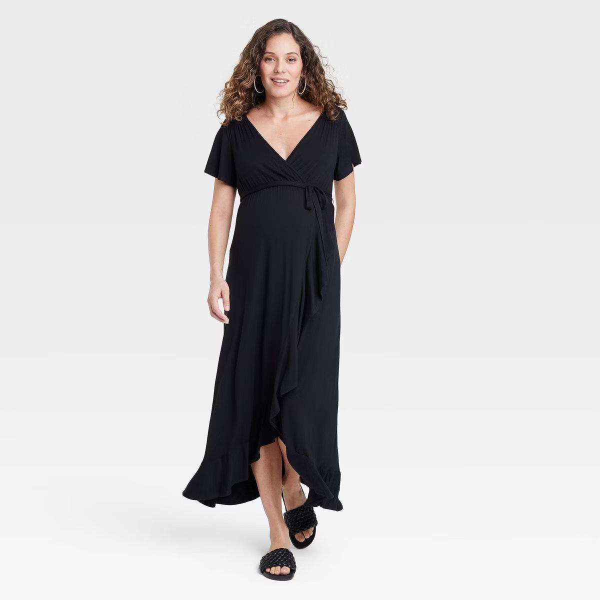 Flutter Short Sleeve Knit Maxi Maternity Empire Waist Dress - Isabel Maternity by Ingrid & Isabel... | Target