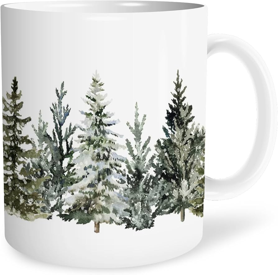 Winter Pine Tree Mugs, Christmas Tree Mugs, Christmas Coffee Mugs Gift for Women Tea Cups, Cerami... | Amazon (US)