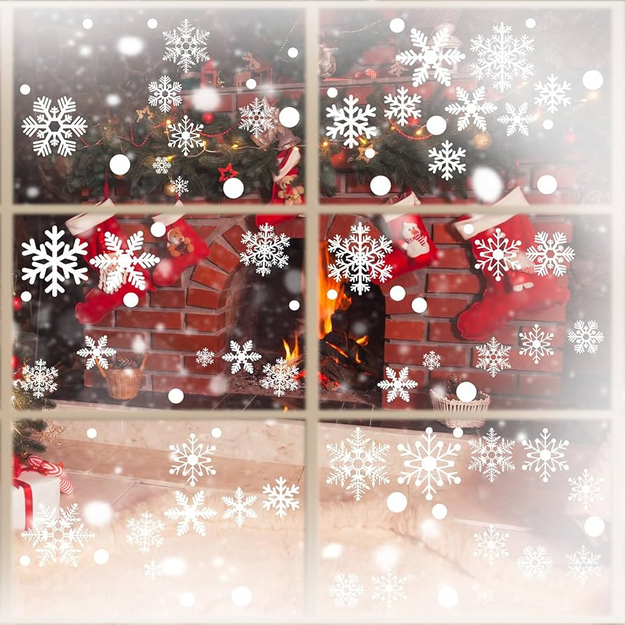 Snowflake Window Clings for Glass Windows Snow Spray, 321PCS Christmas Window Clings Winter Xmas ... | Amazon (US)