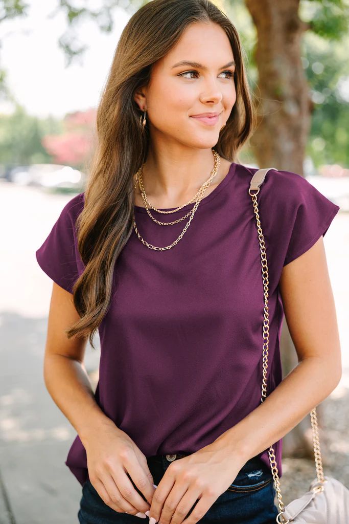 Hello Beautiful Plum Purple Cap Sleeve Top | The Mint Julep Boutique