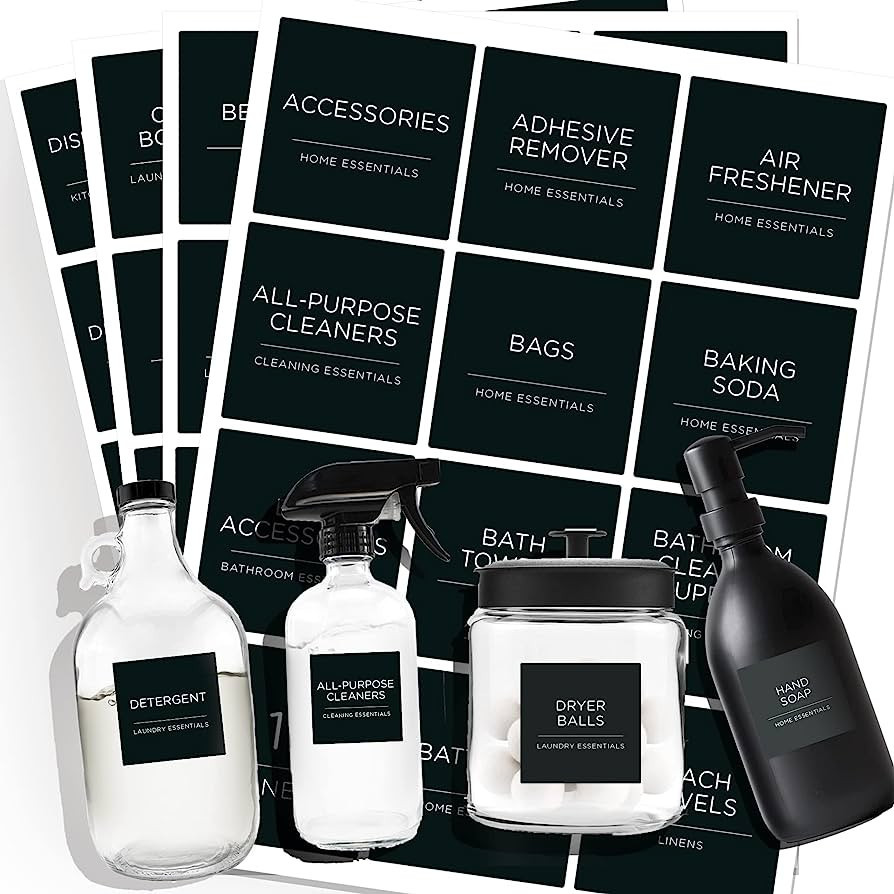 v2croft 144 PCS Minimalist Laundry Room Labels Set, Water Resistant Stickers,Water/Oil Resistant ... | Amazon (US)