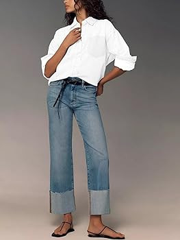 KUNMI Jeans for Women Wide Leg Baggy High Waist Boyfriends Straight Leg Stretchy Denim Pants Tren... | Amazon (US)