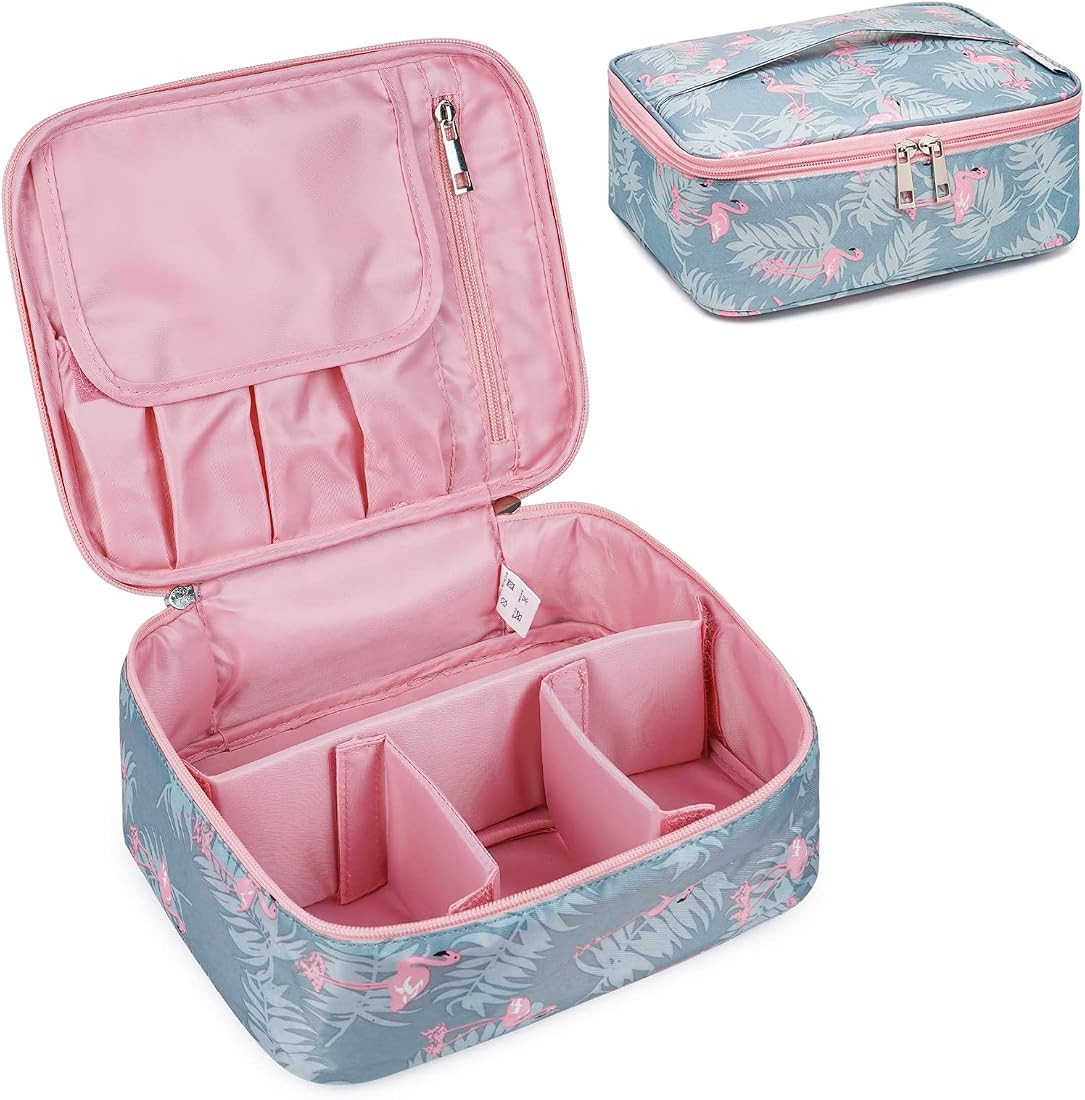 Narwey Travel Makeup Bag Large Cosmetic Bag Makeup Case Organizer for Women | Amazon (US)