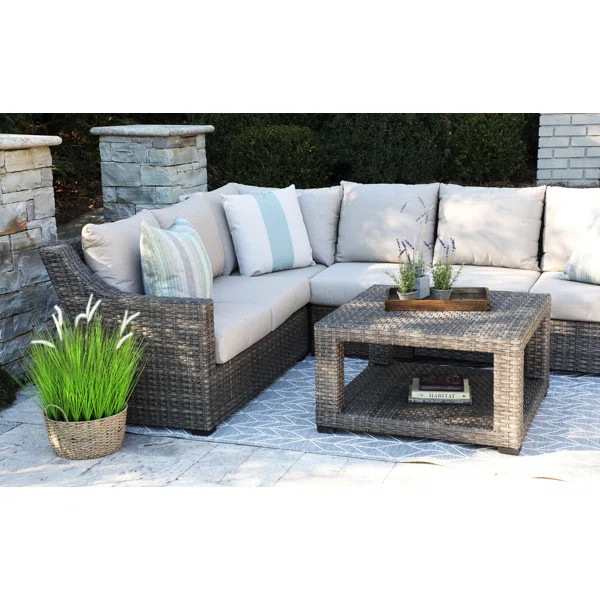 Alder 5 Piece Rattan Sectional Seating Group with Sunbrella Cushions | Wayfair North America